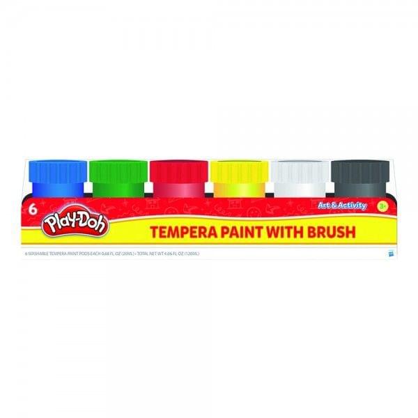 PLAYDOH 6 PACK WASHABLE EMERA PAINT WITH BRUSH