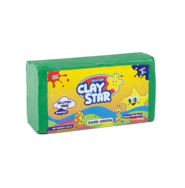 Skoodle Clay Star Dark Green Colour Clay Bar For Kids 454 gms