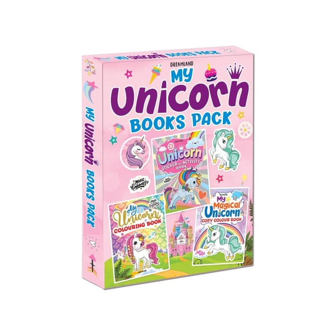 My Unicorn Books Pack - Unicorn Sticker and Activity Book, Copy Colour and Colouring Books : Interactive & Activity  Children Book