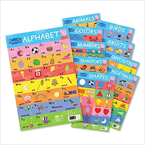 Peppa Pig - My First Early Learning Charts : Learning With Peppa (10 Charts - Alphabet, Animals, Birds, Colors, Fruits, Numbers, Opposites, Shapes, Transport, Vegetable