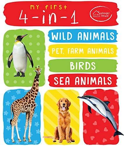 My First 4 In 1 One Wild Animals, Pet and Farm Animals, Birds, Sea Animals: Padded Board Books