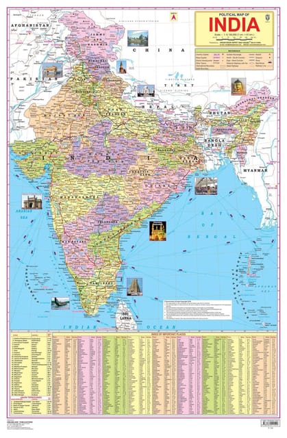 India Map : Reference Educational Wall Chart