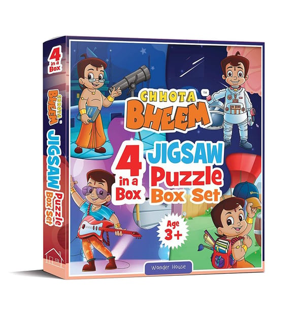 Chhota Bheem Jigsaw Puzzle Box - 4 in 1 Box Set (Jigsaw Puzzle for Kids Age 3 and Above)