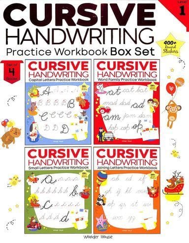 Cursive Handwriting : Practice Workbook Set Of 4 Books Level 1