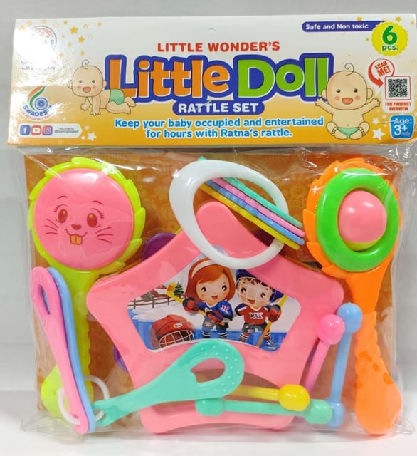 LITTLE DOLL RATTLE SET 6 PCS