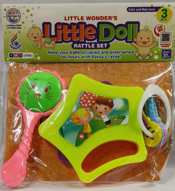 LITTLE DOLL RATTLE SET 3 PCS