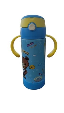 Baby Steel Feeding Bottle/Straw Sipper with Handle Blue - Steel  (Blue)